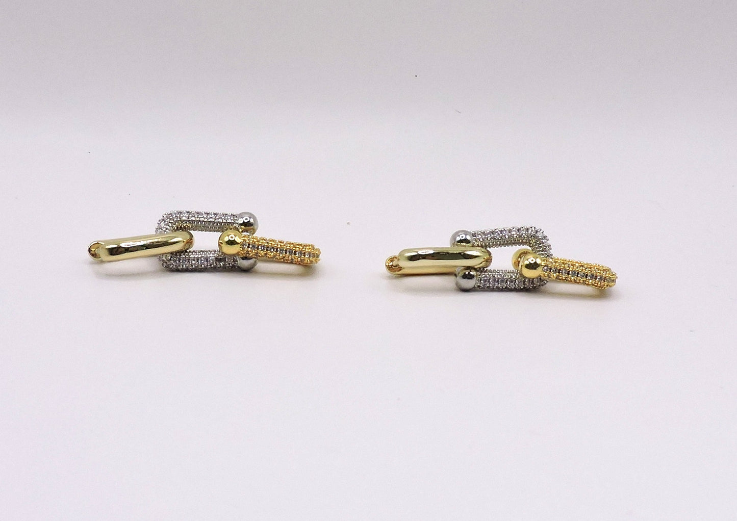 2-Tone Gold-Filled Micro-Pave Hoops