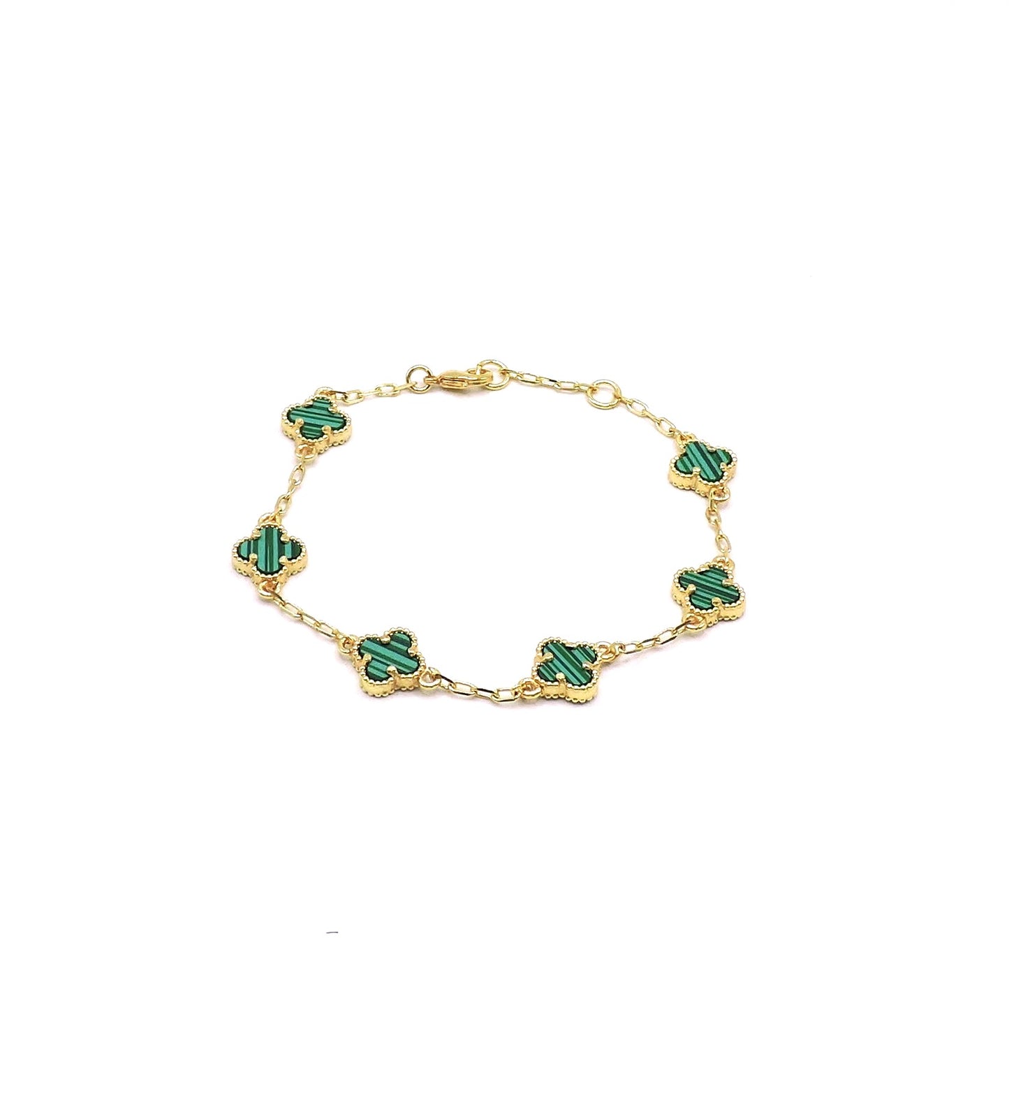 Green clover bracelet Gold Filled