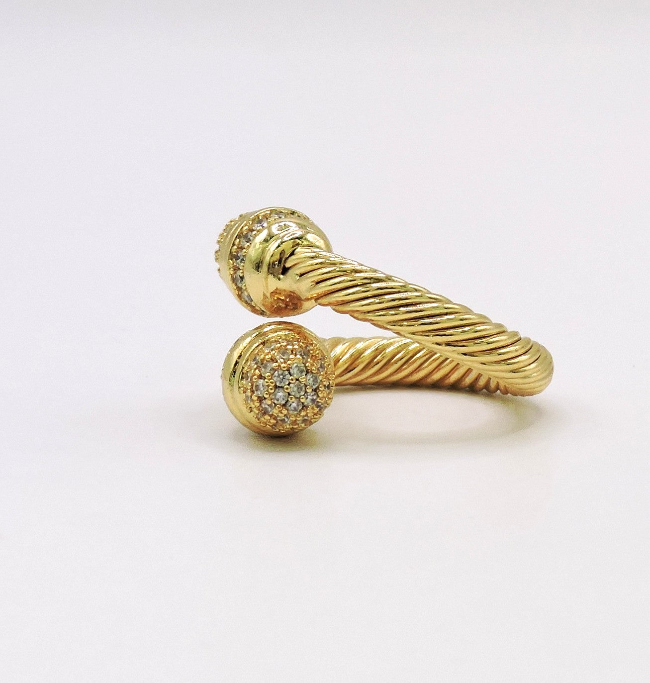 You and Me Ring with Micropave in Goldfilled
