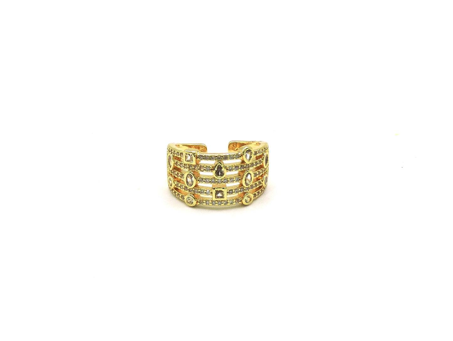 5-line ring in gold-filled and micropave