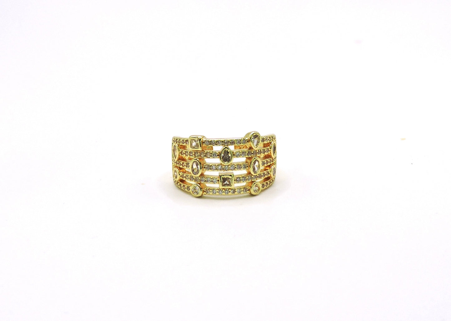 5-line ring in gold-filled and micropave
