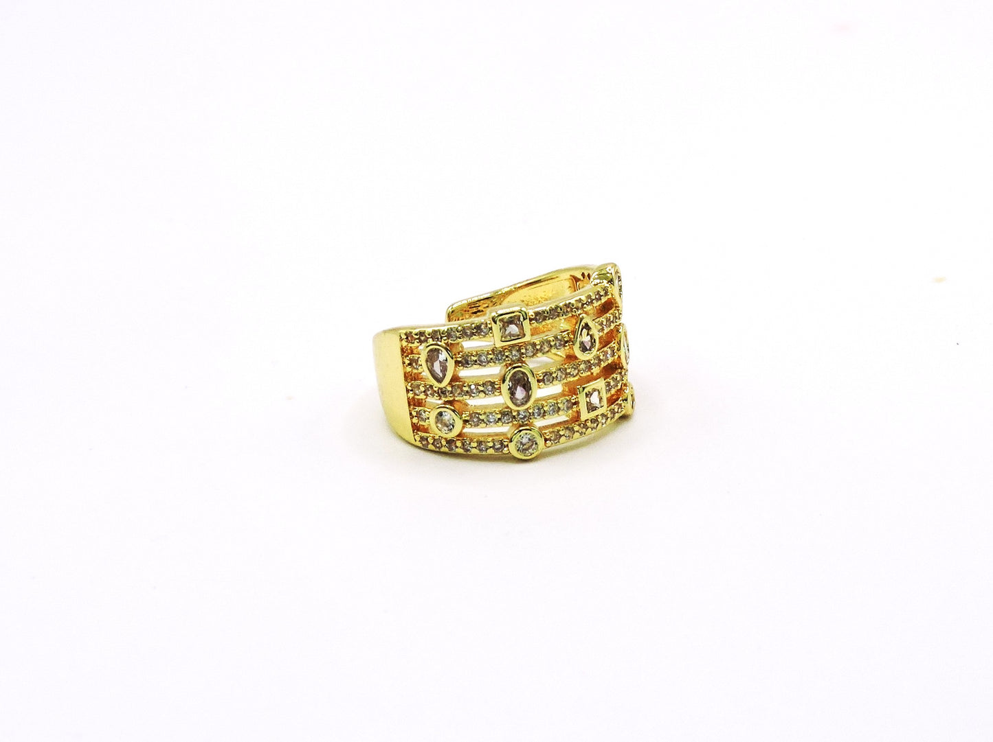 5-line ring in gold-filled and micropave