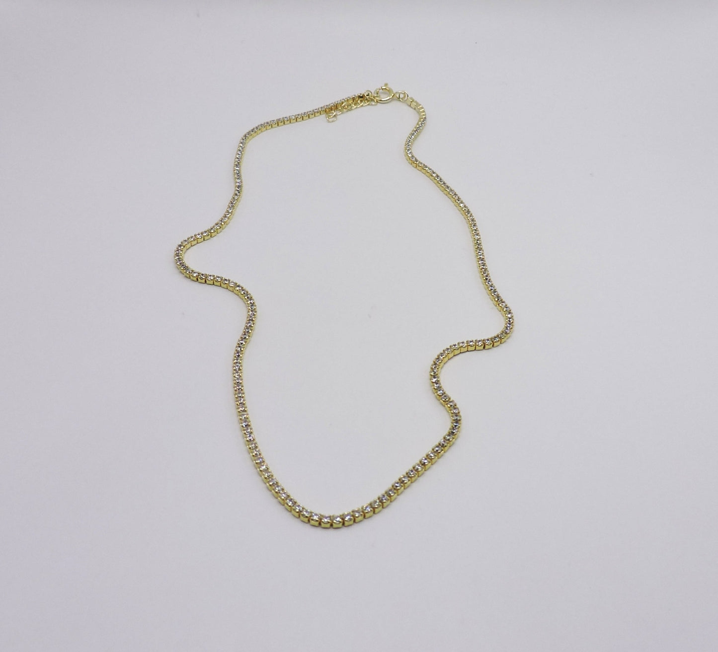 Gold Tennis Choker with Zircons in 925 silver
