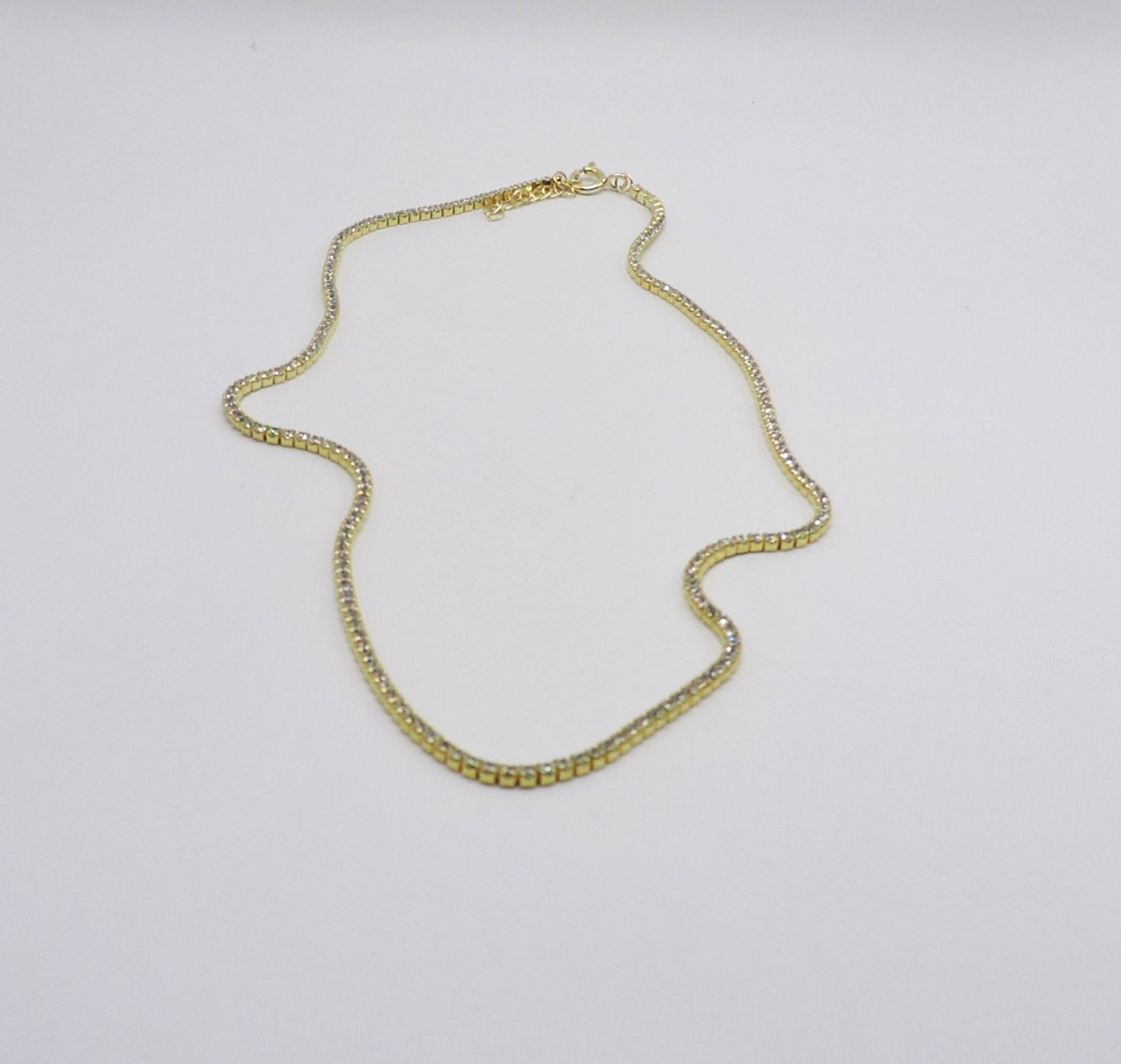 Gold Tennis Choker with Zircons in 925 silver