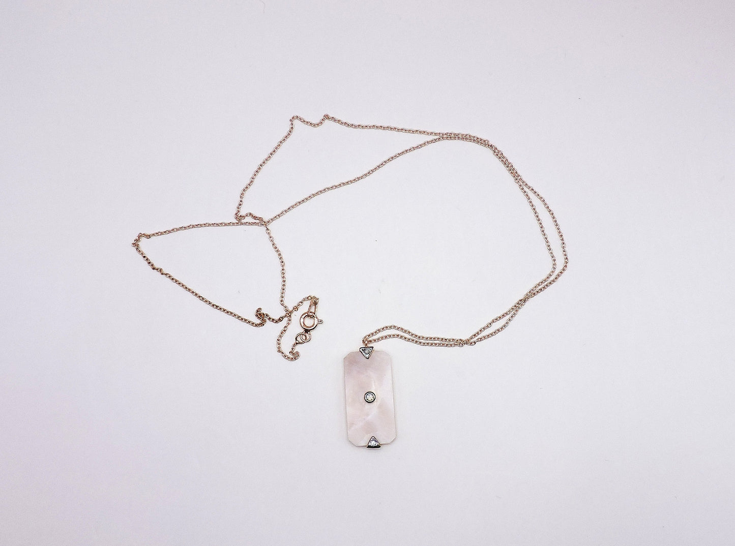 Rose Gold Silver Mother of Pearl Necklace with Zircon