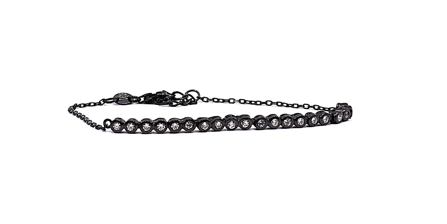Black Silver Tennis Bracelet with Zirconia