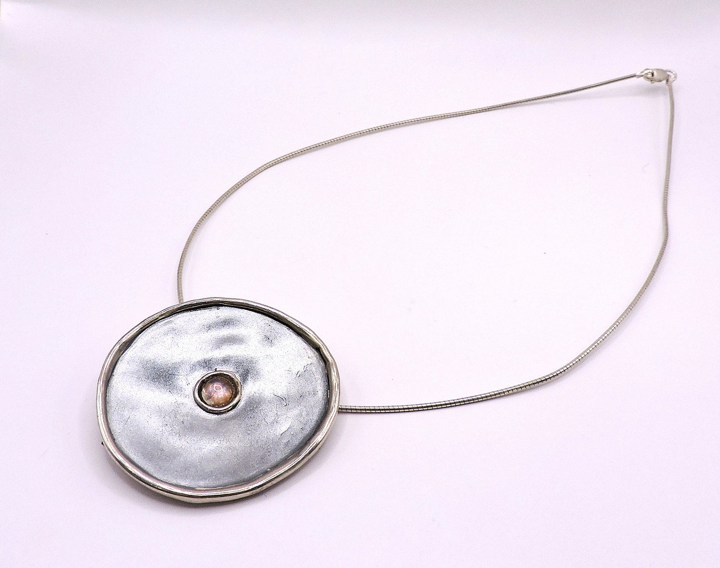 Silver Necklace and Pin with Hoops by Israeli Designer.