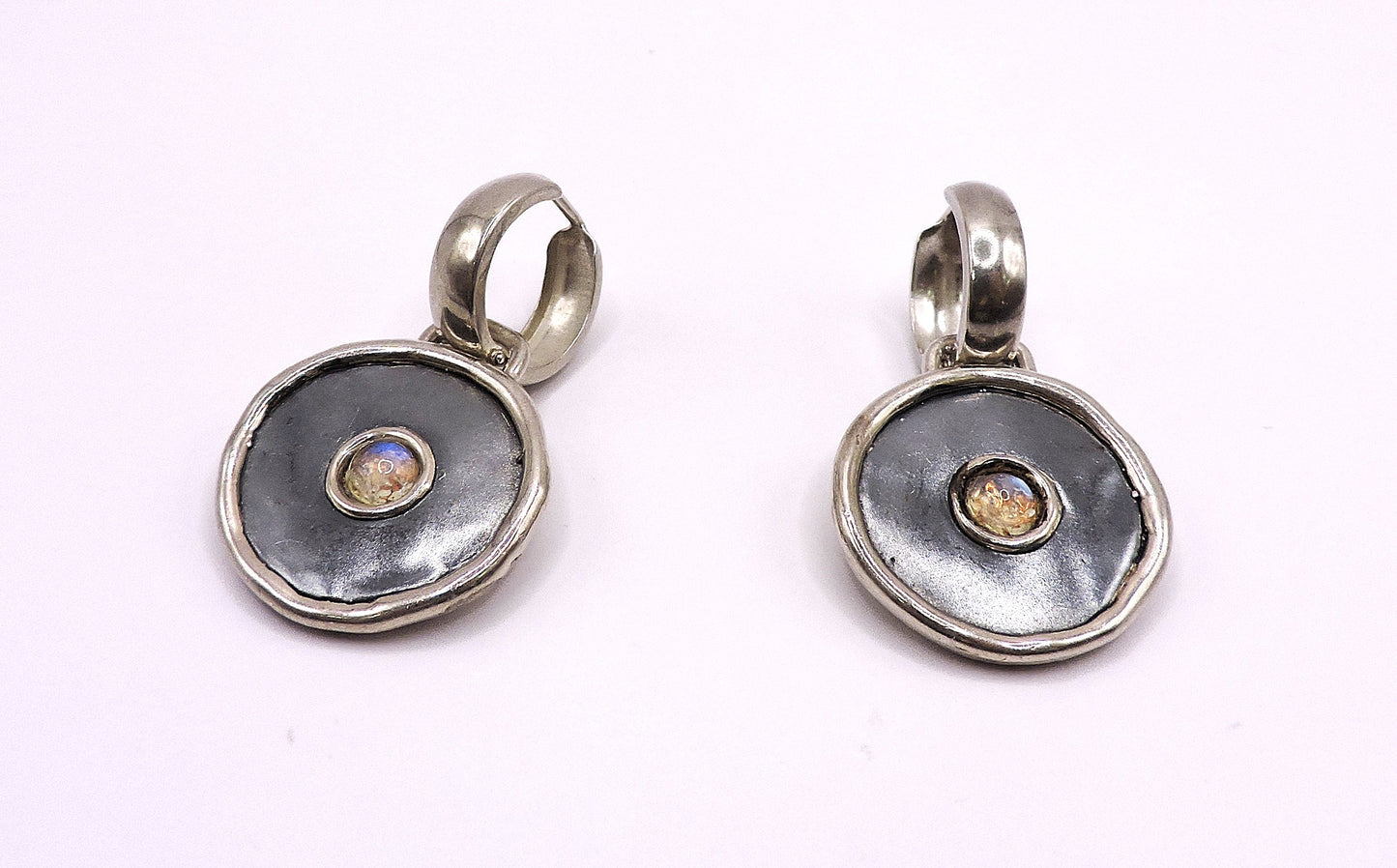 Silver Necklace and Pin with Hoops by Israeli Designer.