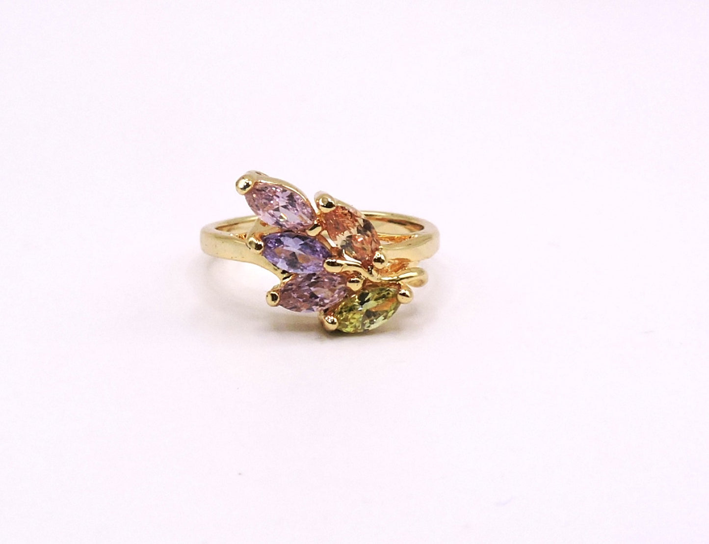 Gold-filled ring with colored zircons. Size 6.5