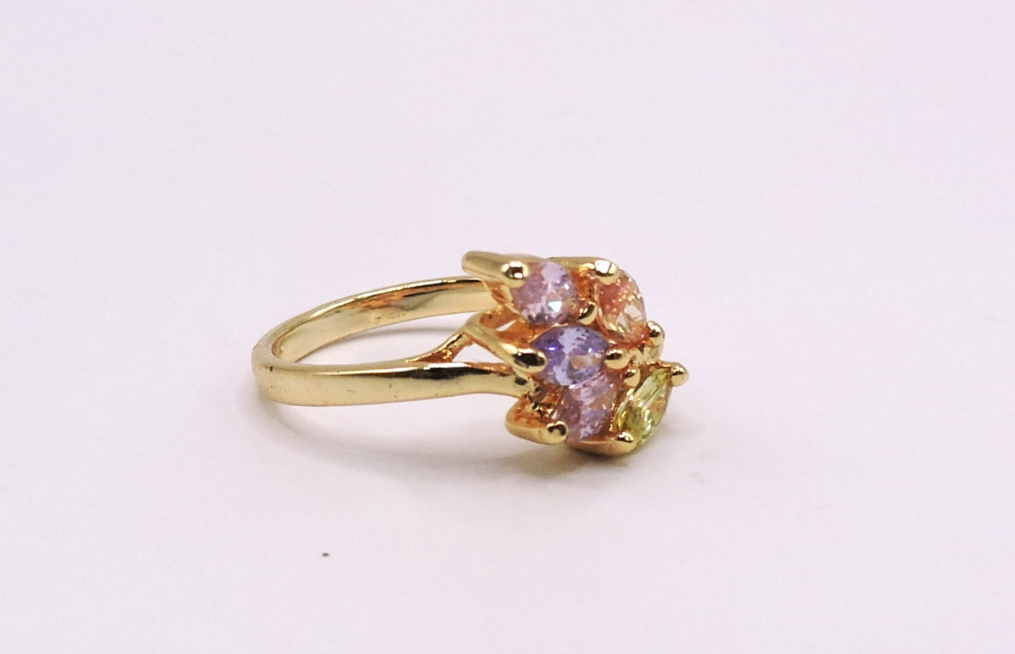 Gold-filled ring with colored zircons. Size 6.5