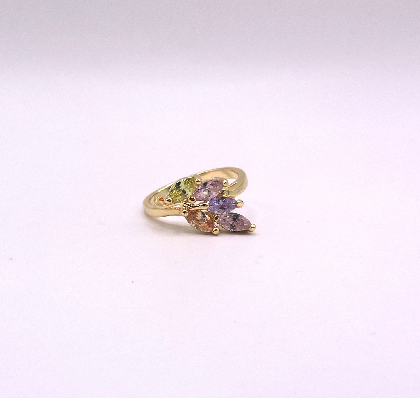 Gold-filled ring with colored zircons. Size 6.5