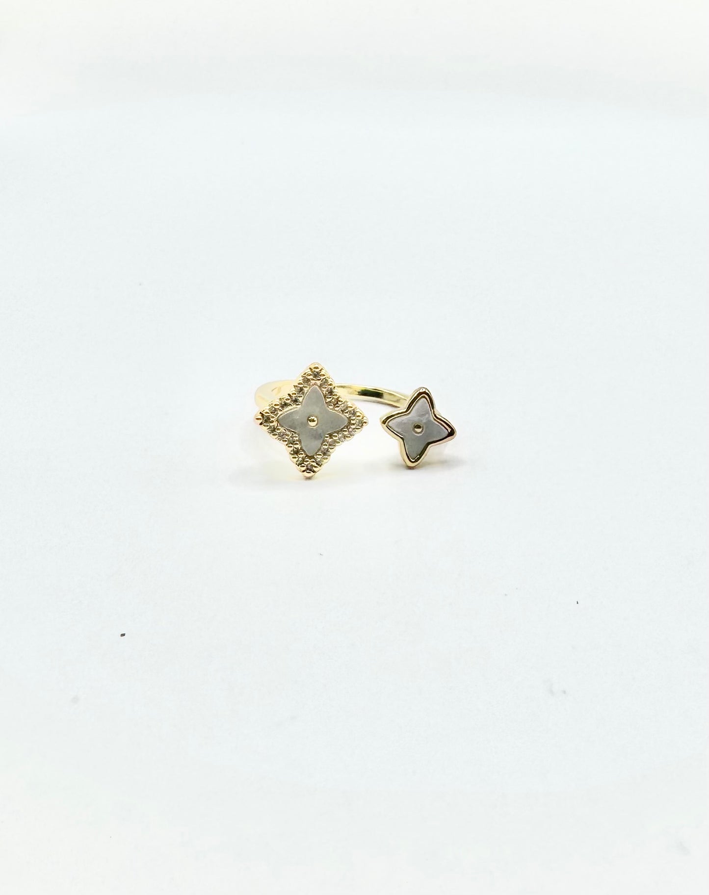 Gold Filled and Micropave Double Square Star Ring.