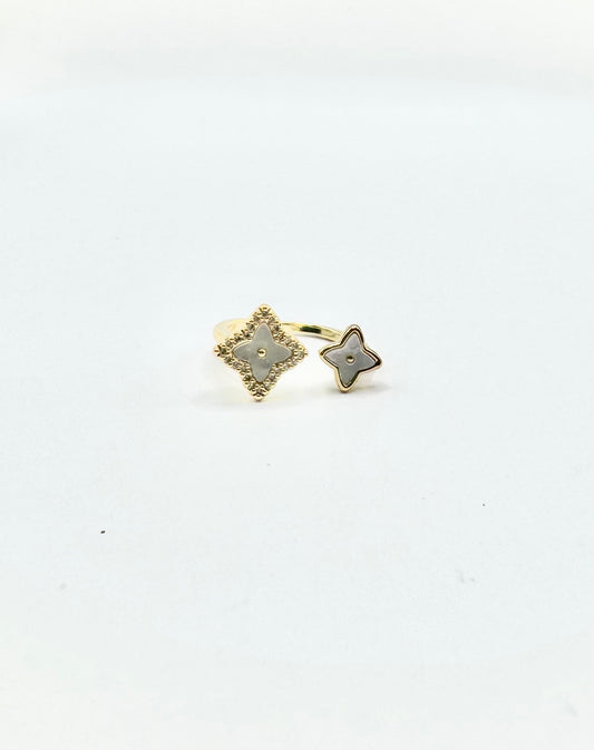 Gold Filled and Micropave Double Square Star Ring.