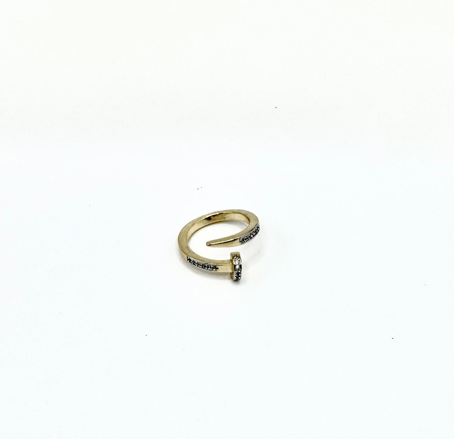 Thick Nail Ring with Micropave in Goldfilled