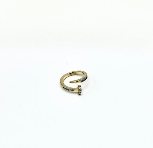 Thick Nail Ring with Micropave in Goldfilled