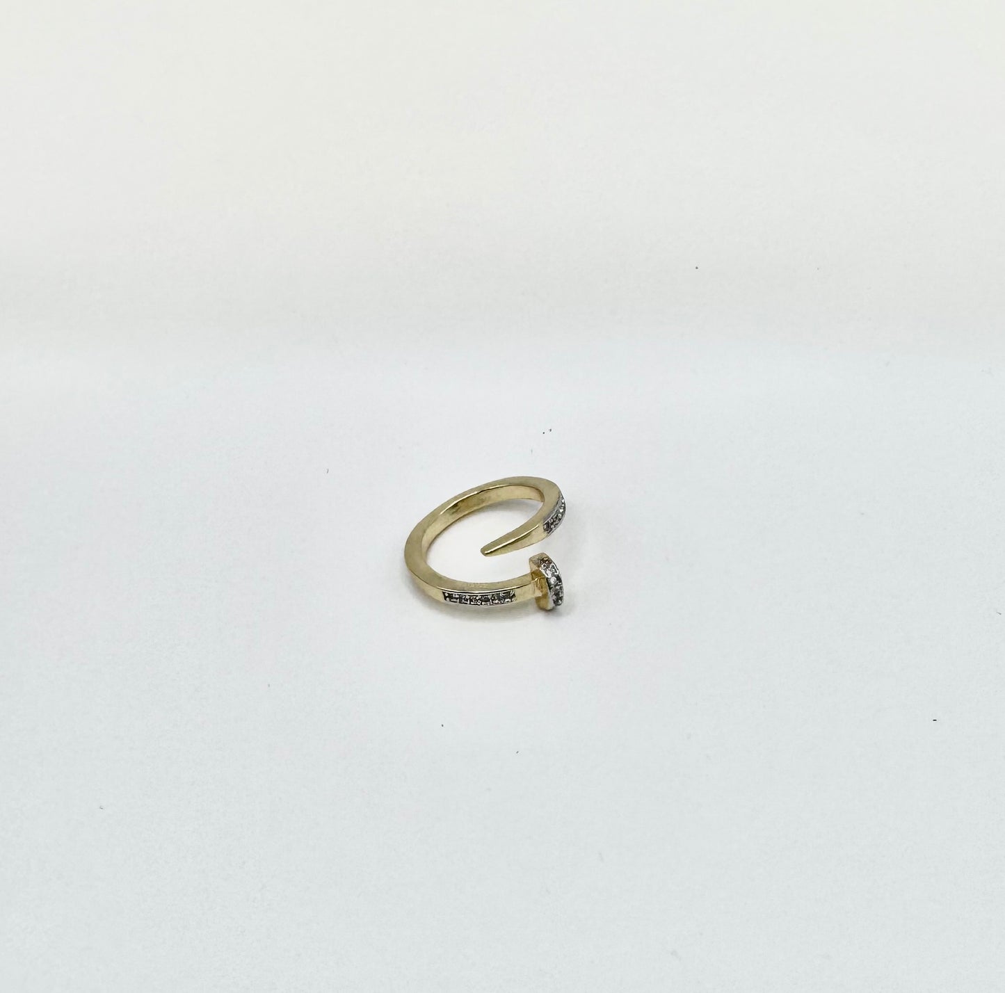 Thick Nail Ring with Micropave in Goldfilled