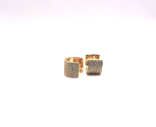 Wide hoop earring in Micropave, Gold Filled.