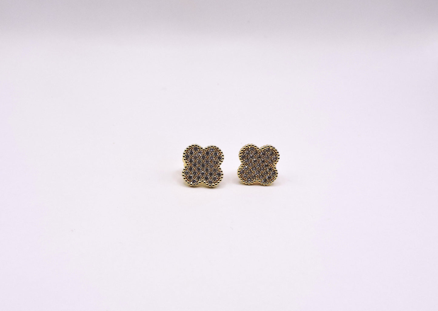 Clover earring in Micropave Gold Filled