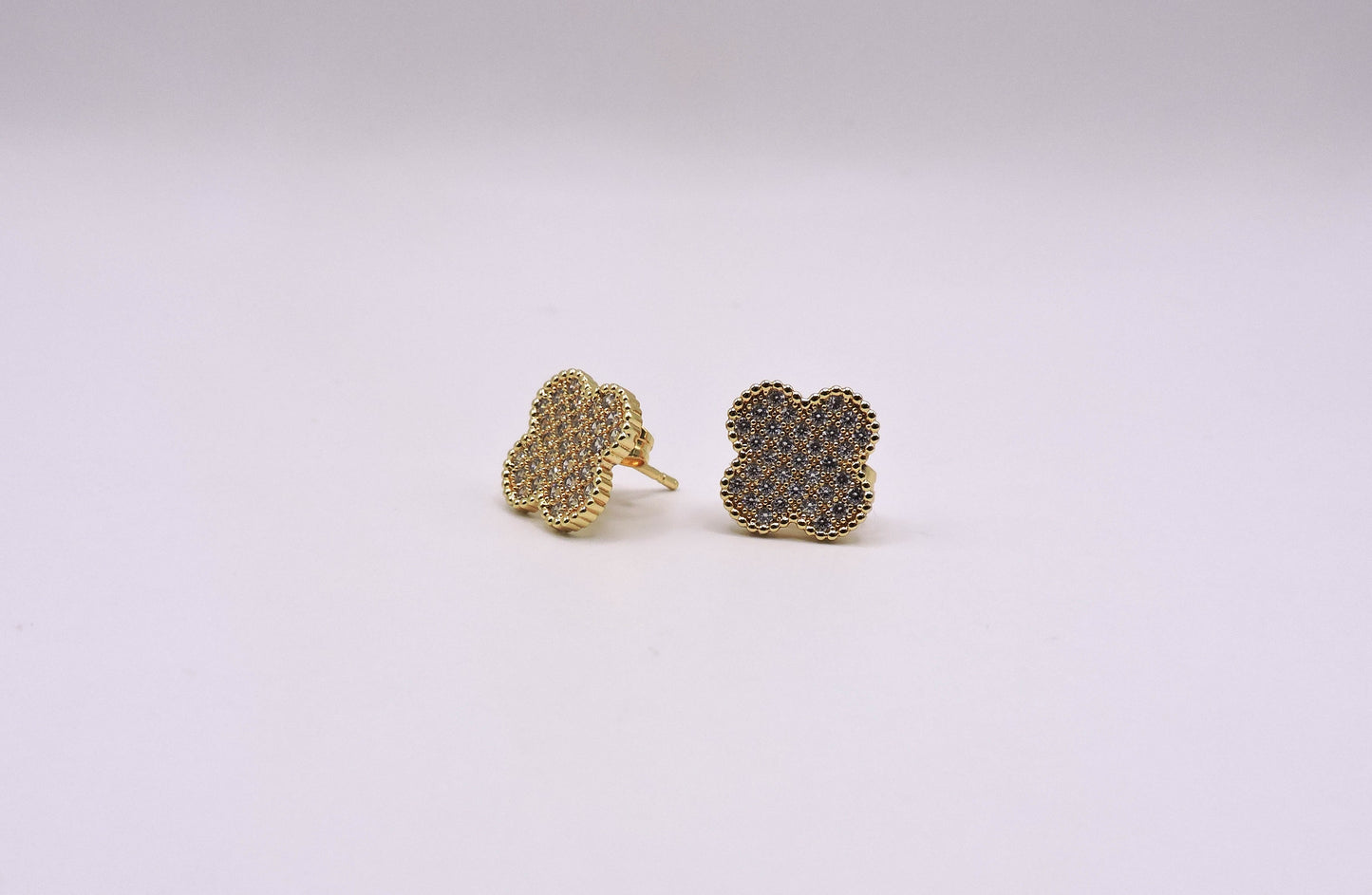 Clover earring in Micropave Gold Filled