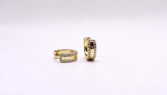 Small hoop earring with Micropave and Goldfilled lines.