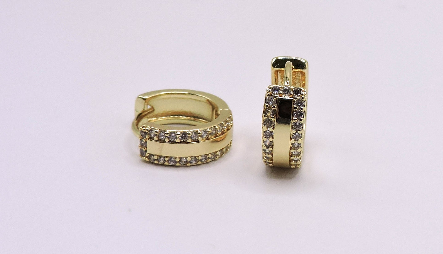 Small hoop earring with Micropave and Goldfilled lines.