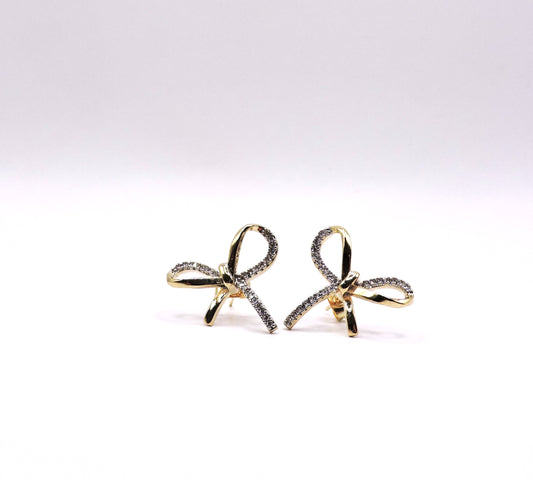 Gold-filled Micropave Bow Earring