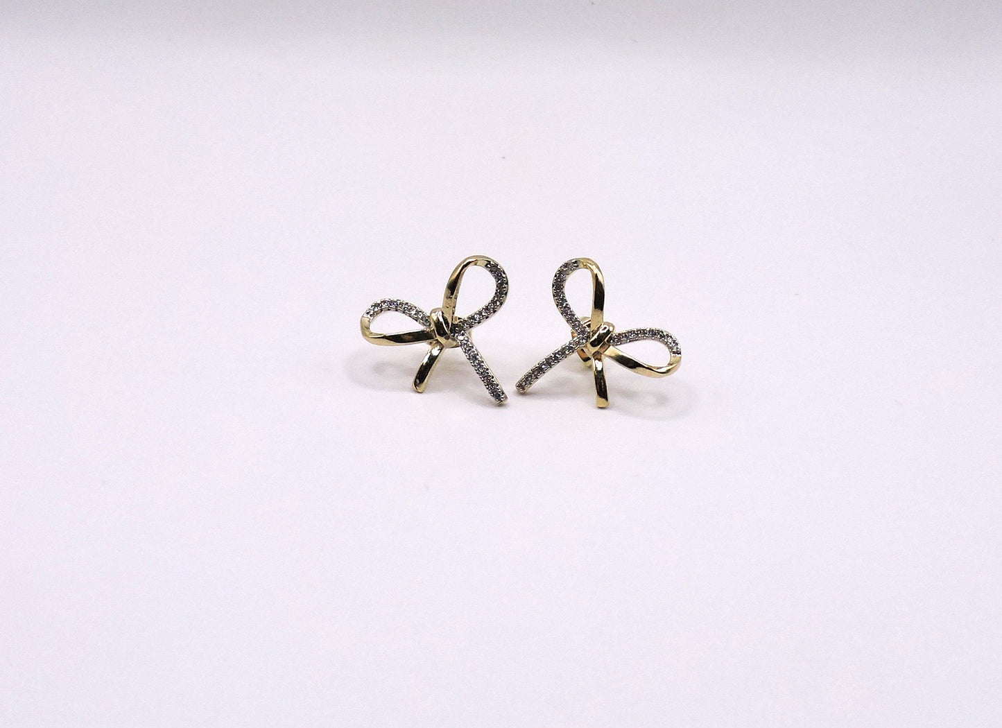 Gold-filled Micropave Bow Earring