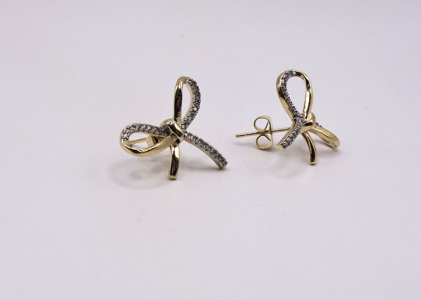Gold-filled Micropave Bow Earring