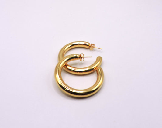 Earring Hollow round hoop  gold filled
