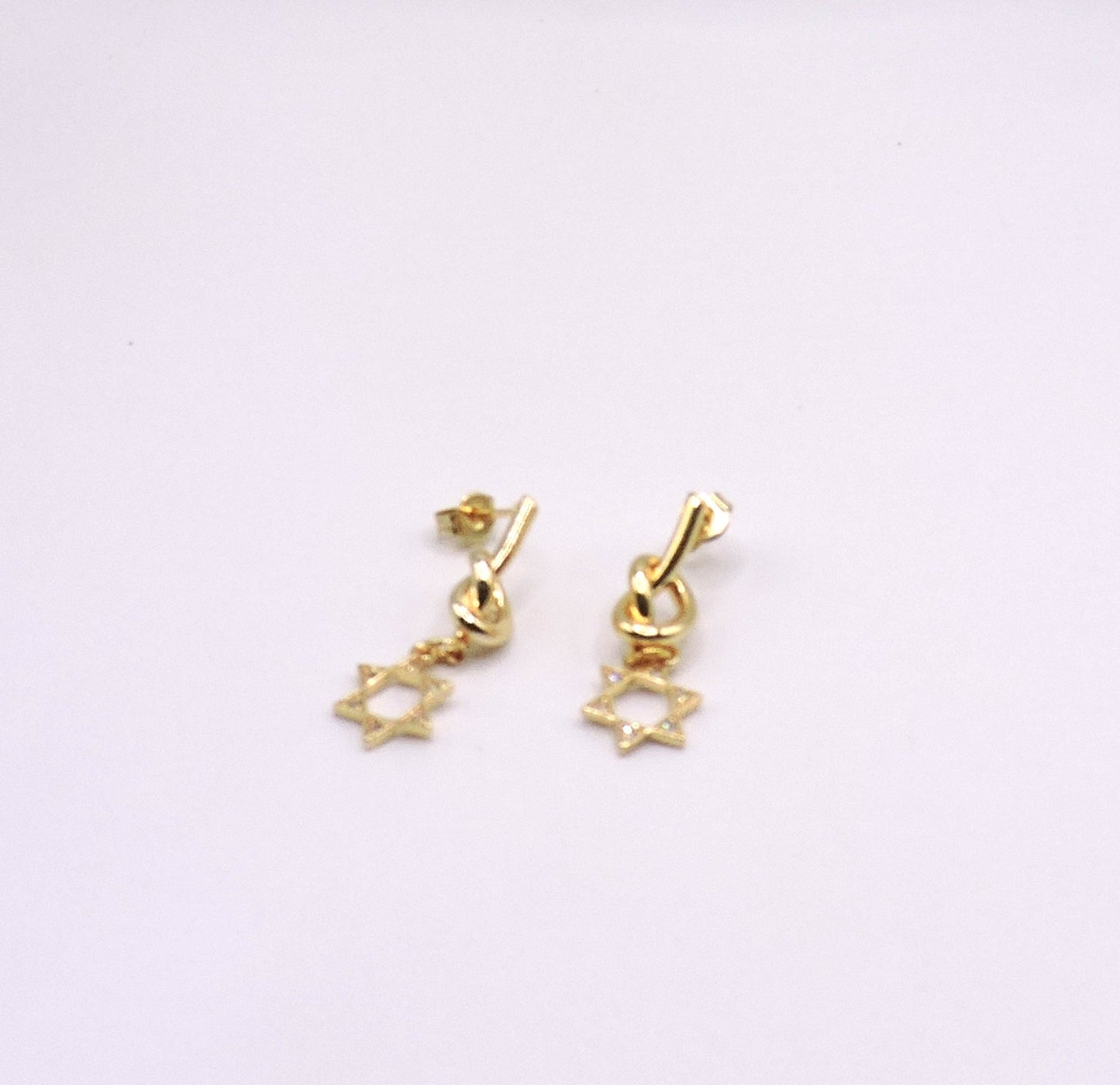 Gold-filled Star of David knot earring with zircons