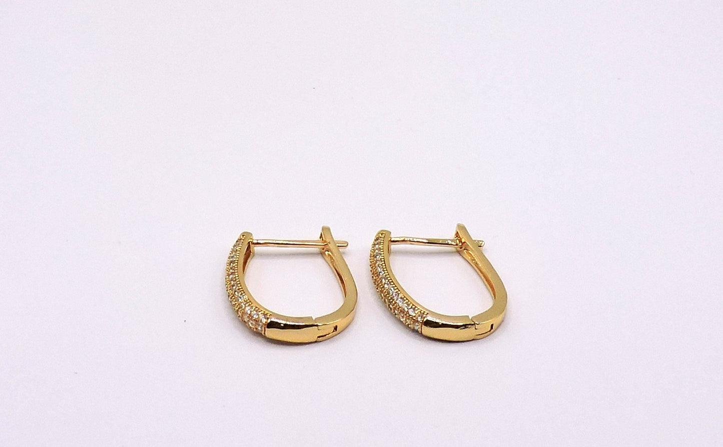 Gold Filled Micropave Oval Hoop Earring