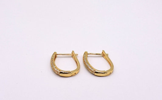 Gold Filled Micropave Oval Hoop Earring