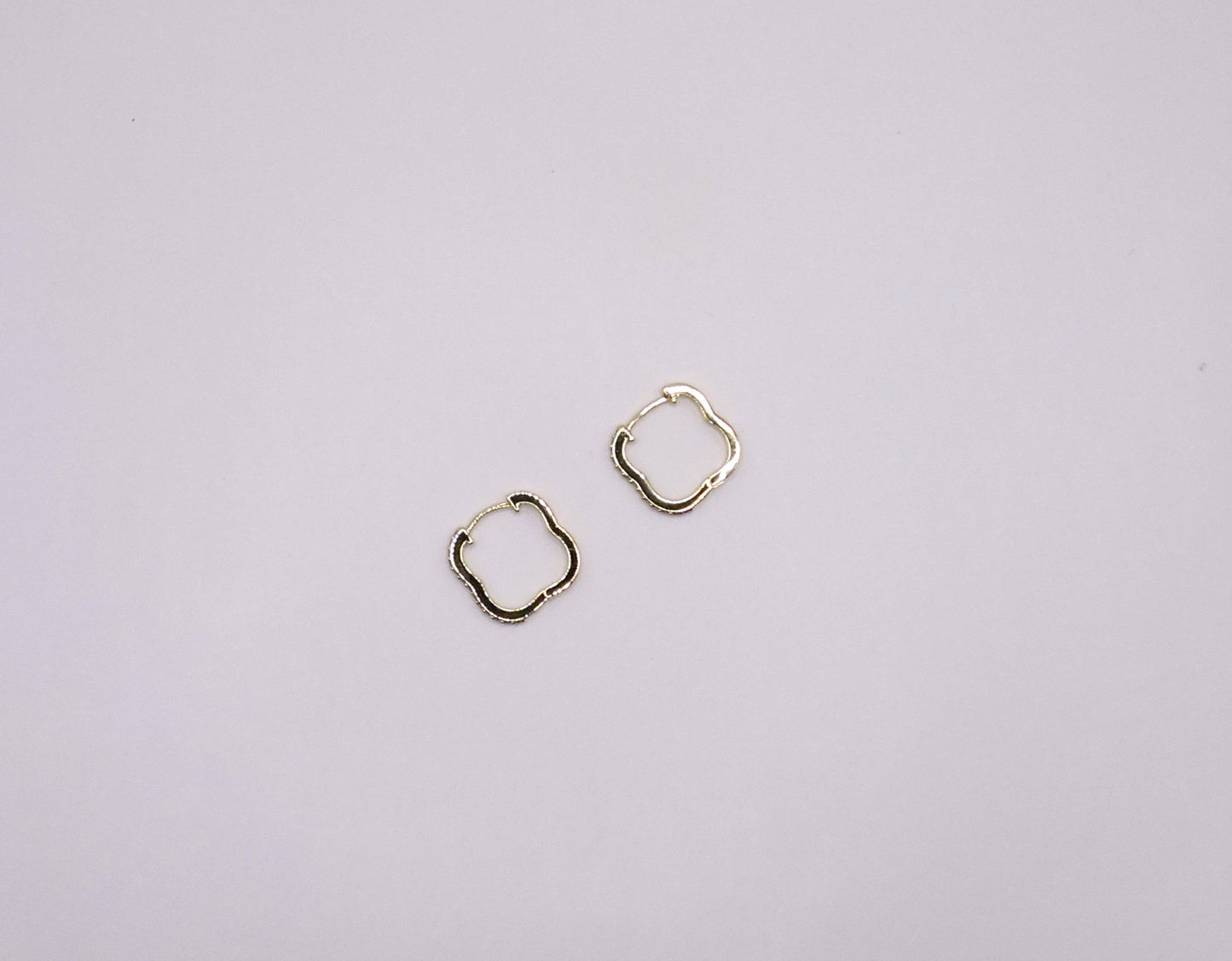 Clover Hoop Earring in Micropave and Gold Filled