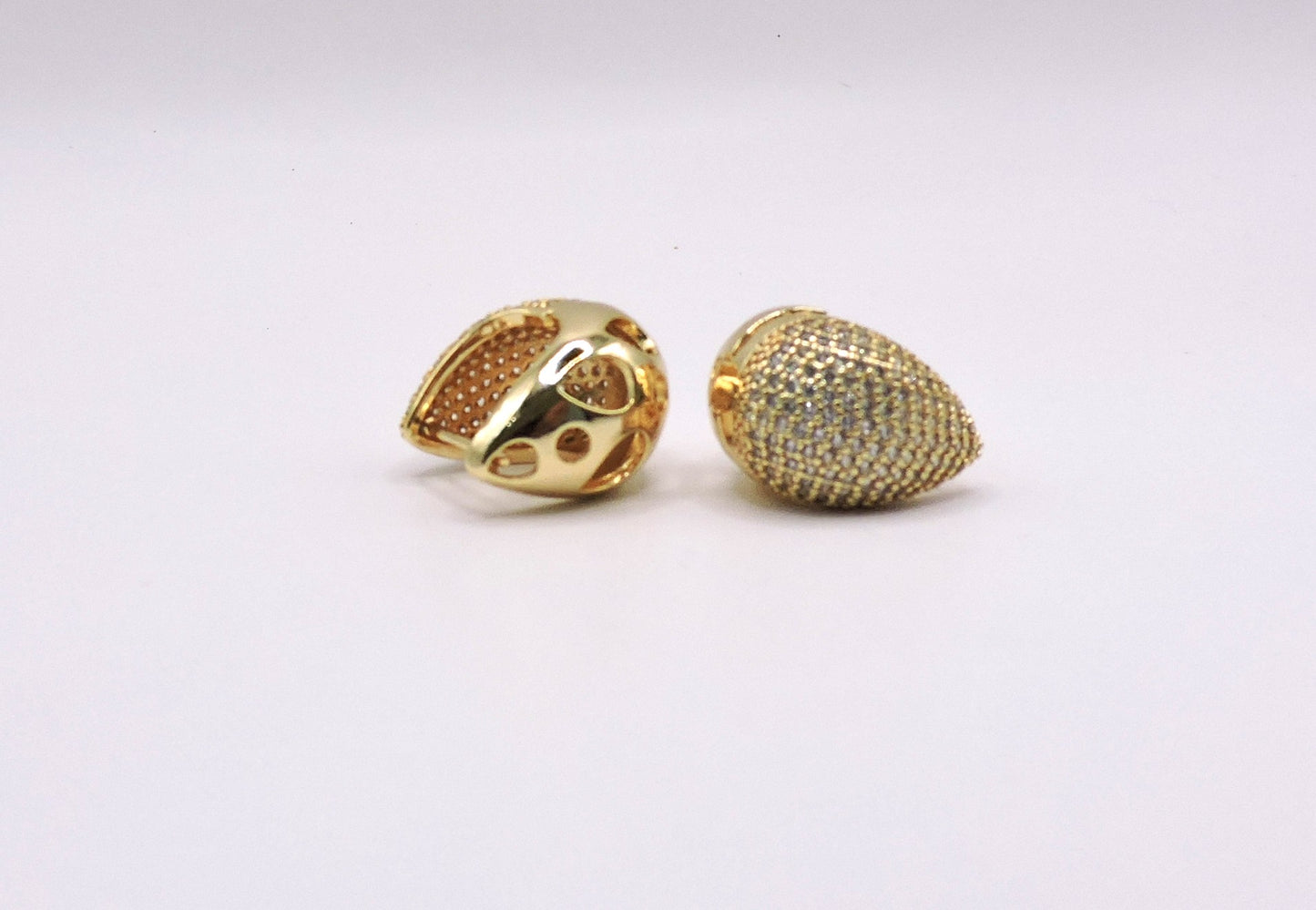 Short Micropave Teardrop Earring in Goldfilled