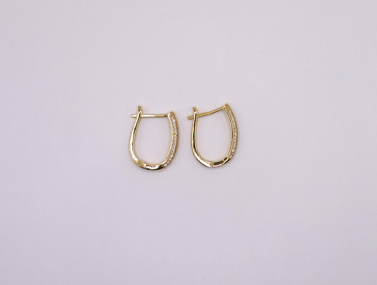 Gold Filled Micropave Oval Hoop Earring