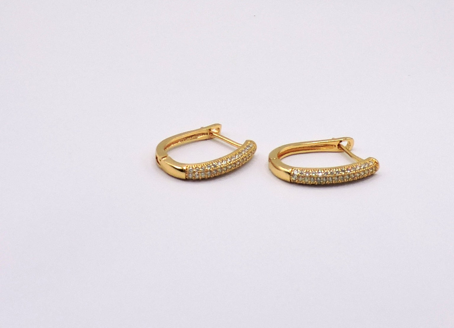 Gold Filled Micropave Oval Hoop Earring