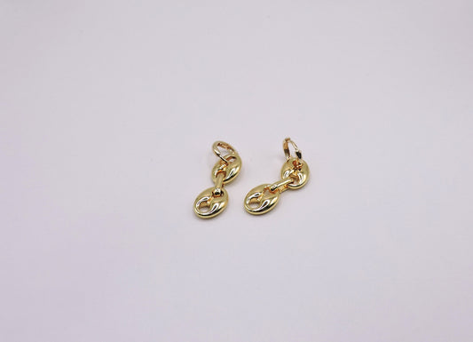 Large Double Gold Filled Coffee Bean Earring