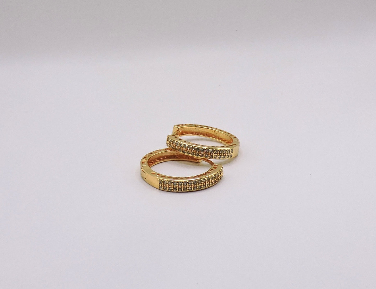 Medium Hoop Earrings in Micropave and Gold Filled