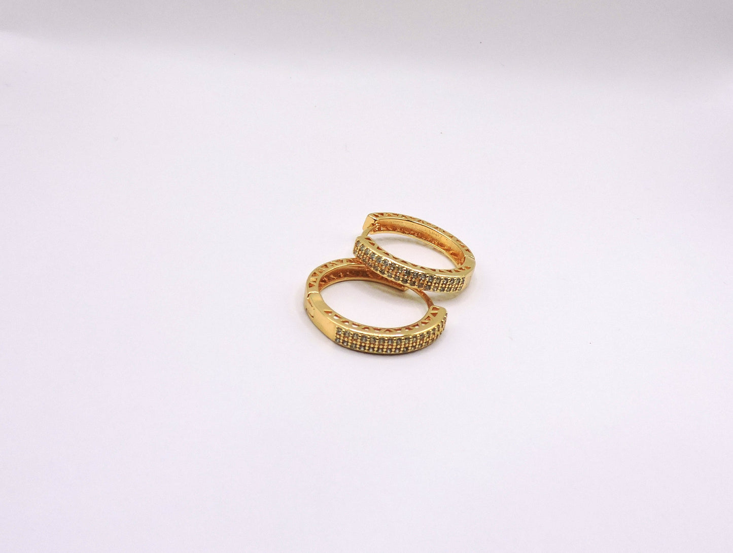 Medium Hoop Earrings in Micropave and Gold Filled