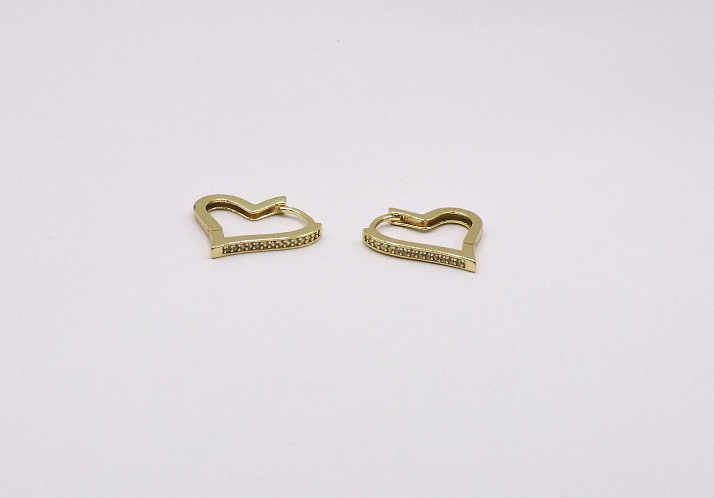 Gold-filled Micropave Heart Hoop Earring