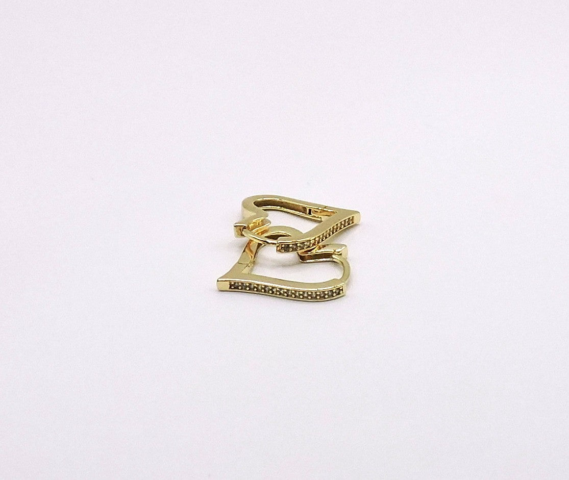 Gold-filled Micropave Heart Hoop Earring