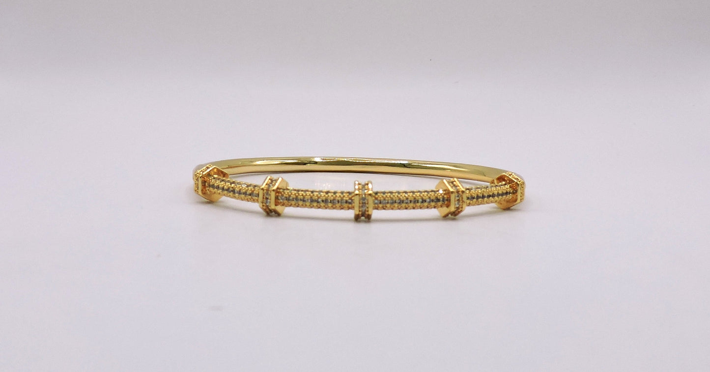 Micro Pave Bangle Bracelet with screws in Gold Filled