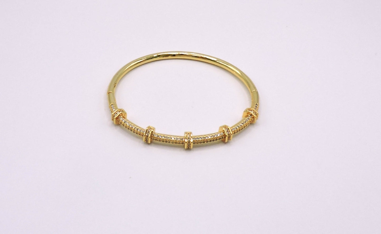 Micro Pave Bangle Bracelet with screws in Gold Filled