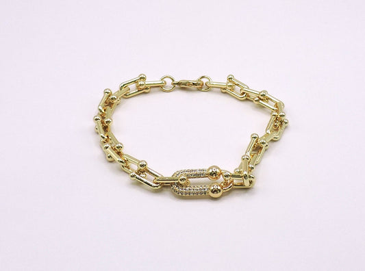 U-link bracelet with Micropave in Gildfilled
