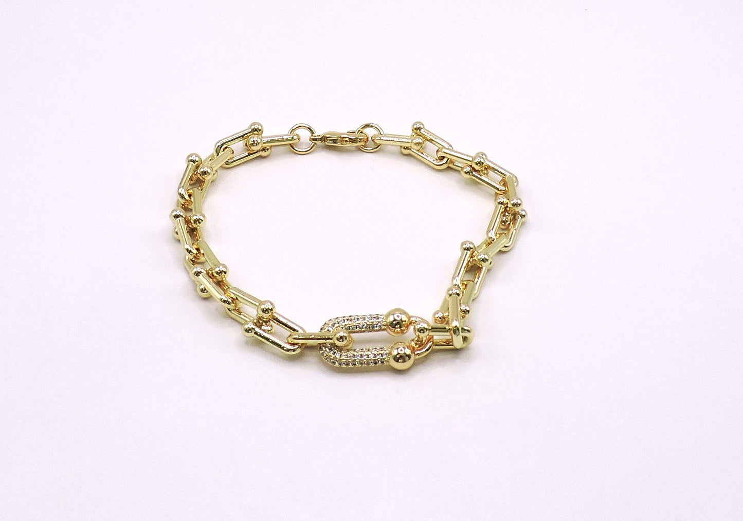U-link bracelet with Micropave in Gildfilled