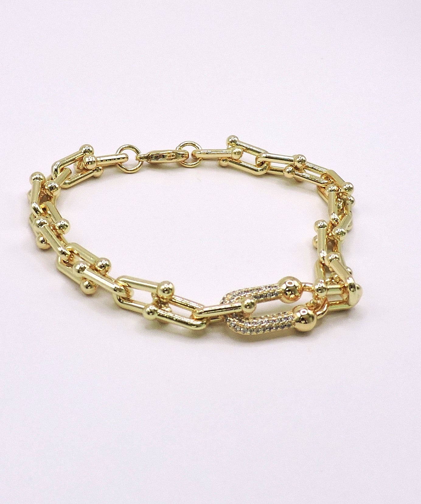 U-link bracelet with Micropave in Gildfilled