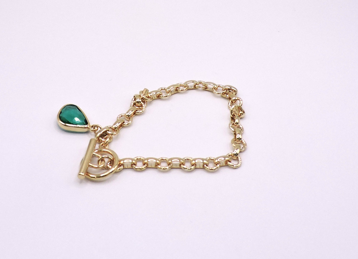 Goldfilled Bracelet with Green Stone