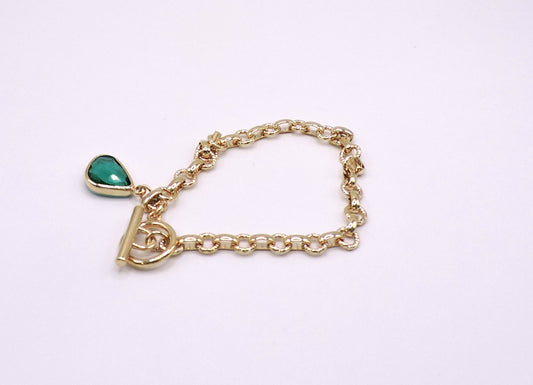 Goldfilled Bracelet with Green Stone