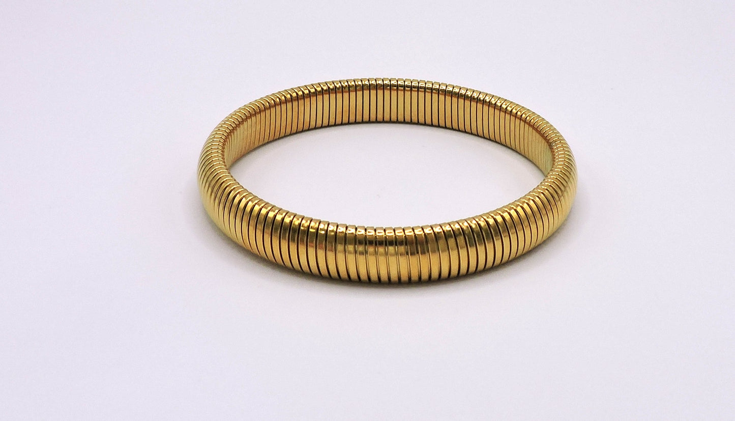 Medium-width elastic bracelet in gold-filled