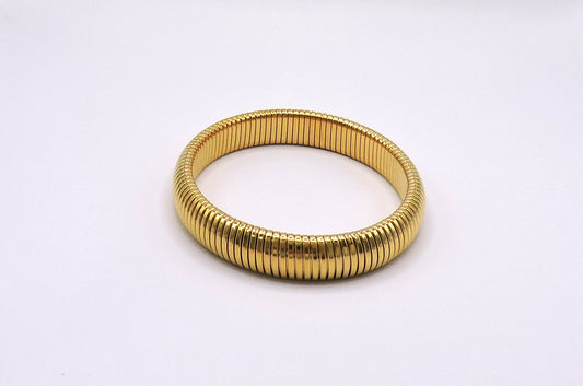 Wide elastic bracelet in gold-filled